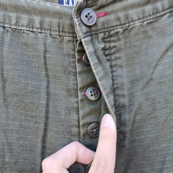 Gap Womens Sz 4 Rip Stop Mid Rise Army Green Outdoor Crop Pants Button Fly - Picture 2 of 6